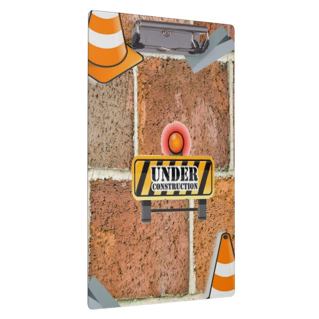 Cute Under Construction Clipboard  Klemmbrett (Rechts)