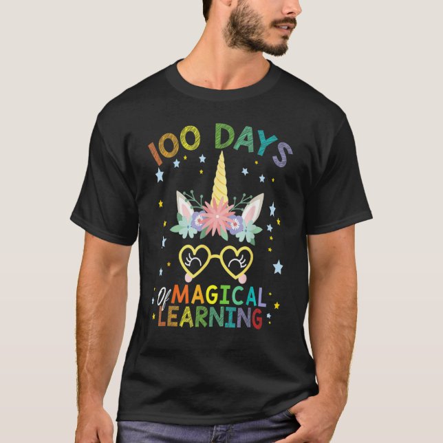 Cute Unicorn 100 Days Of Magical Learning 100th Da T-Shirt (Vorderseite)
