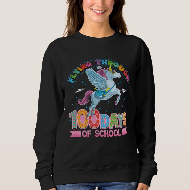 Cute unicorn 100 days of school girls sweatshirt (Vorderseite)