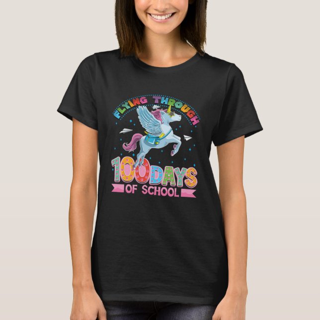 Cute unicorn 100 days of school girls T-Shirt (Vorderseite)