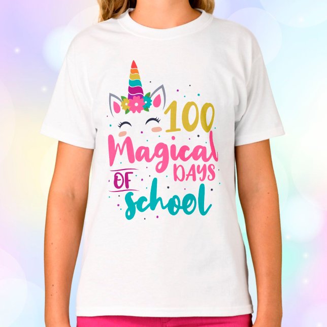 Cute Unicorn 100 Magical Days Of School T-Shirt (Von Creator hochgeladen)