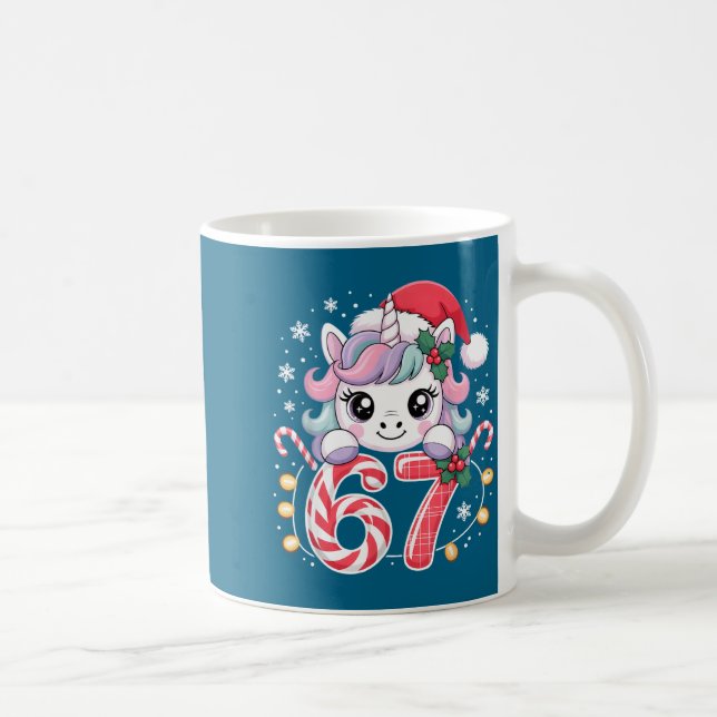 Cute Unicorn 67 Christmas Meme Six Seven Christmas Kaffeetasse (Rechts)