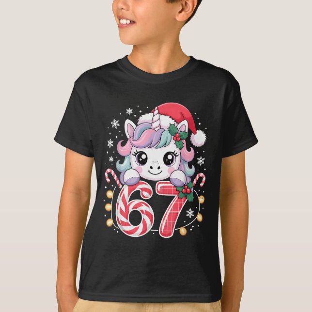 Cute Unicorn 67 Christmas Meme Six Seven Christmas T-Shirt (Vorderseite)