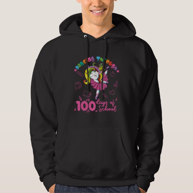 Cute unicorn ballerina 100 days of school girls hoodie (Vorderseite)