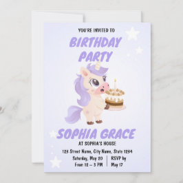 Cute Unicorn Birthday Invitation Einladung