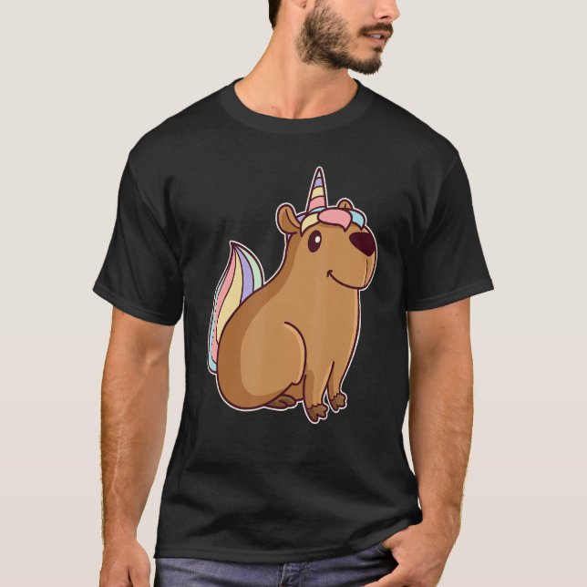 Cute Unicorn Capybara T-Shirt (Vorderseite)