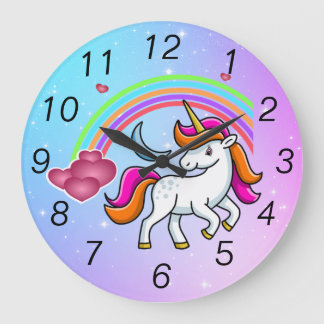 Cute Unicorn, Colorful Große Wanduhr