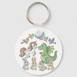 Cute Unicorn & Dragon Fantasy Keychain Schlüsselanhänger