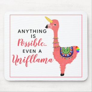 Cute Unicorn Flamingo Llama Inspirational Quote Mousepad