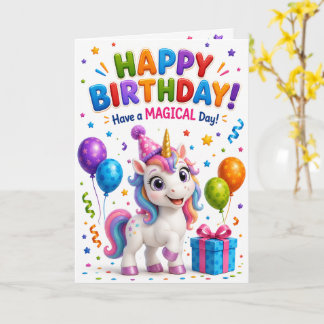 Cute Unicorn Happy Birthday Card for Kids | Colorf Karte