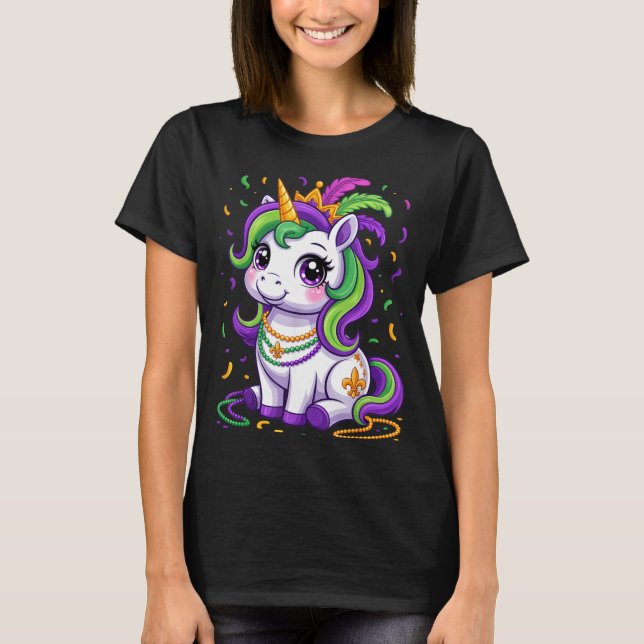 Cute Unicorn Mardi Gras Carnival Fat Tuesday Girls T-Shirt (Vorderseite)