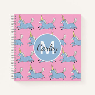 Cute Unicorn Pattern Pink Girly Personalised Notizbuch