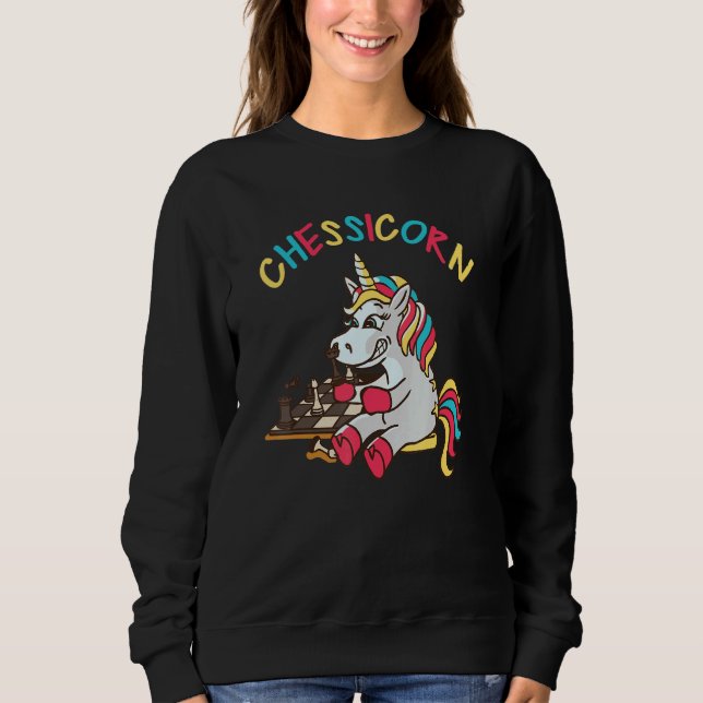 Cute Unicorn Play Chess For Kids Chessicorn Sweatshirt (Vorderseite)