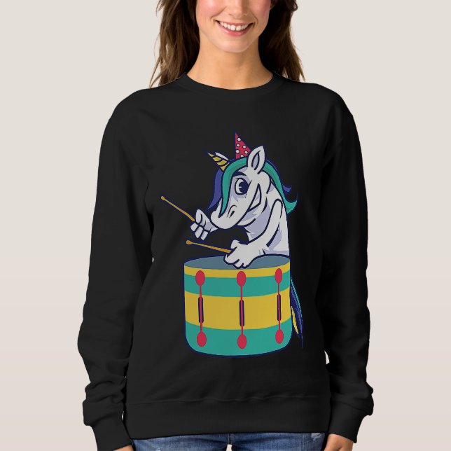 Cute Unicorn Playing Snare Percussion Snare Drumme Sweatshirt (Vorderseite)