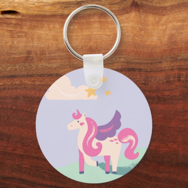 Cute Unicorn & Positive Vibes Only Keychain Schlüsselanhänger (Vorderseite)