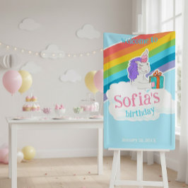 Cute Unicorn Rainbow Birthday Welcome Banner