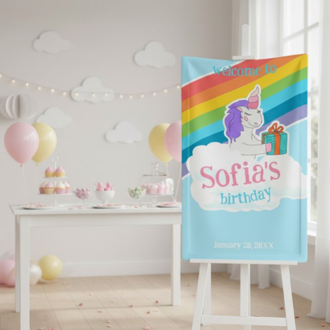 Cute Unicorn Rainbow Birthday Welcome Banner (Von Creator hochgeladen)