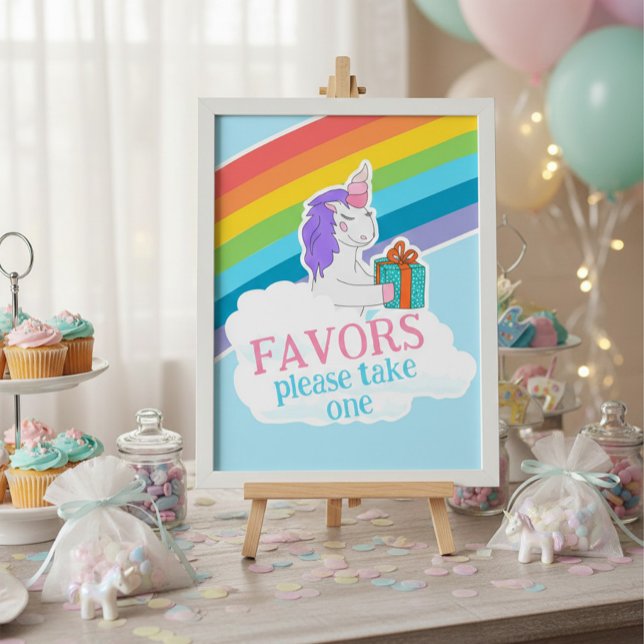 Cute Unicorn Rainbow Favors Birthday Poster (Von Creator hochgeladen)