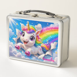 Cute Unicorn Rainbow Magical Sky Metall Brotdose