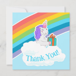 Cute Unicorn Rainbow Square Thank You Card Dankeskarte