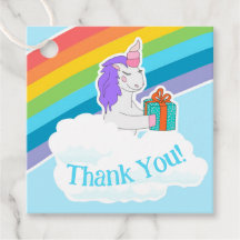 Cute Unicorn Rainbow Square Thank You Tag
