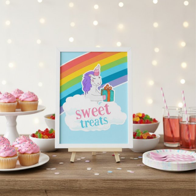 Cute Unicorn Rainbow Sweet Treats Birthday Poster (Von Creator hochgeladen)