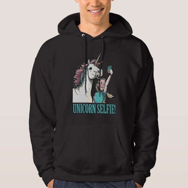 Cute Unicorn Selfie Magical Horned Horse Girl Grou Hoodie (Vorderseite)