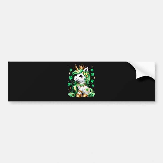 Cute Unicorn Shamrock St Patricks Day Autoaufkleber (Vorne)