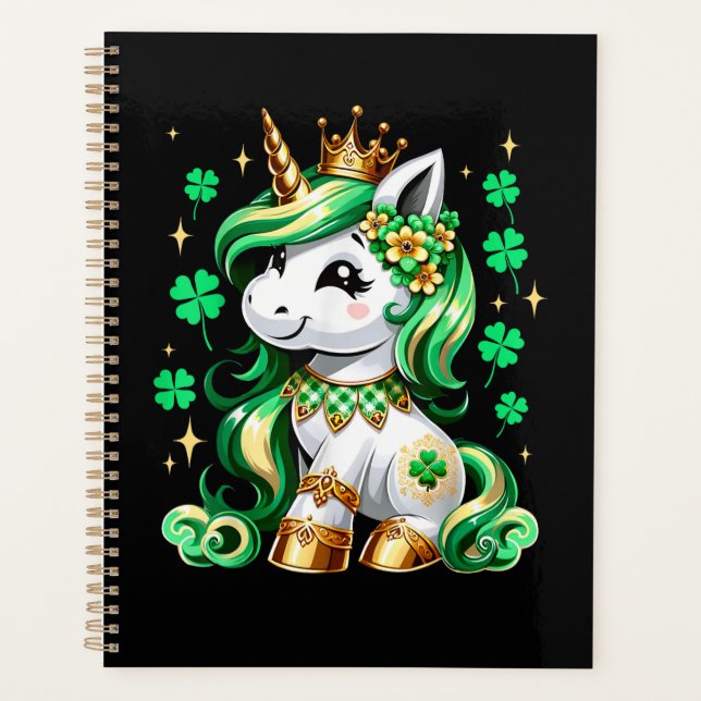 Cute Unicorn Shamrock St Patricks Day  Planer (Vorderseite)