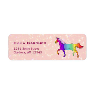 Cute Unicorn Sparkles Girly Return Address