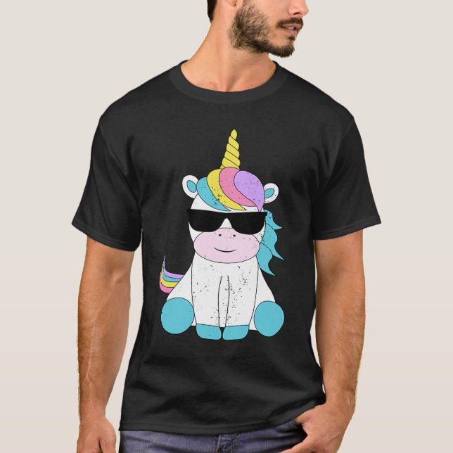 Cute Unicorn Sunglasses Magical Unicorns Fantasy M T-Shirt (Vorderseite)