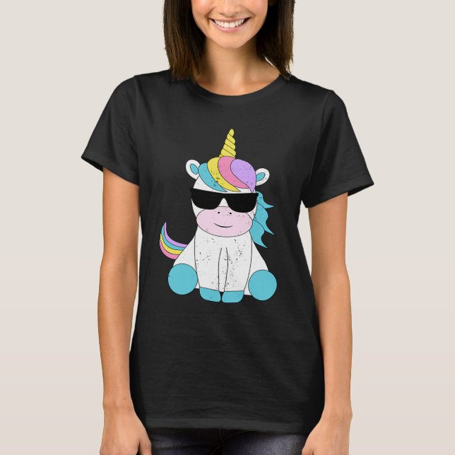 Cute Unicorn Sunglasses Magical Unicorns Fantasy M T-Shirt (Vorderseite)