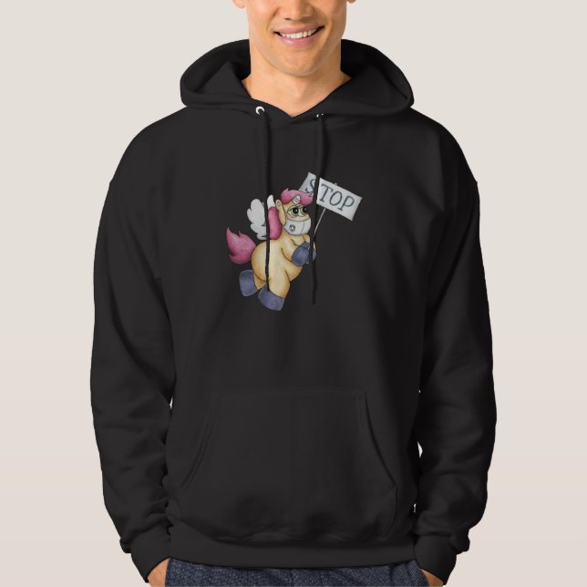 Cute Unicorn wearing face mask  Unicorn Mask  idea Hoodie (Vorderseite)