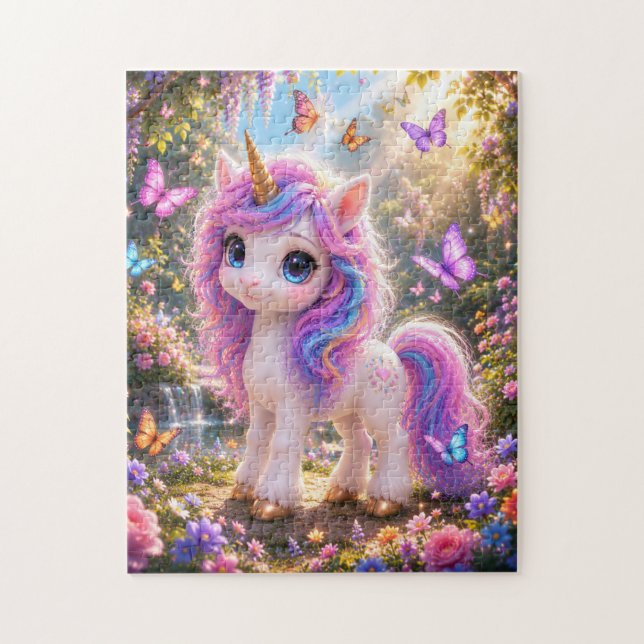 Cute Unicorn with Butterflies Jigsaw Puzzle (Vertikal)