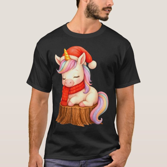 Cute Unicorn With F Christmas Xmas Holiday  T-Shirt (Vorderseite)