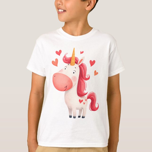 Cute Unicorn with Hearts – Magical Kids  T-Shirt (Vorderseite)