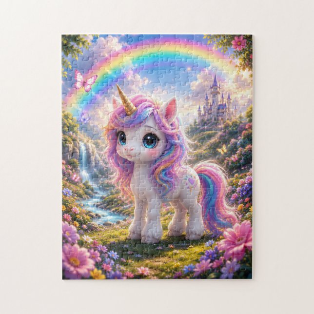 Cute Unicorn with Rainbow Jigsaw Puzzle (Vertikal)