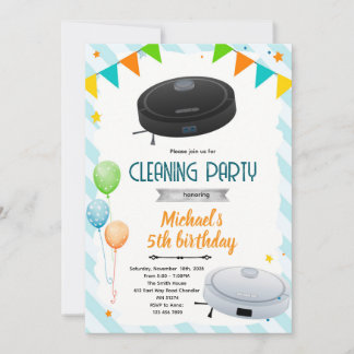 Cute vacuum theme party invitation einladung