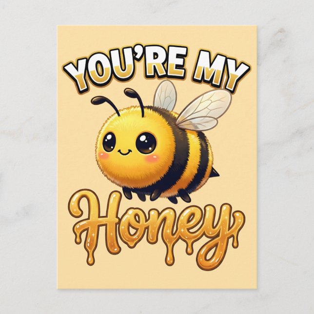 Cute Valentine Bee – You’re My Honey Postkarte (Vorderseite)