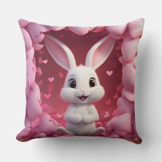 Cute Valentine Bunny Throw Pillow Kissen