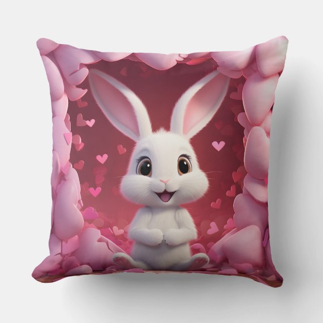 Cute Valentine Bunny Throw Pillow  Kissen (Vorderseite)