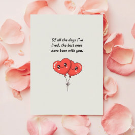 Cute Valentine Card for Him or Her with Hearts Feiertagskarte
