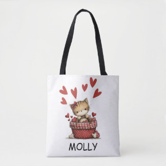 Cute Valentine Cat with Hearts Personalized