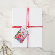 Cute Valentine Cocoa Mugs with Flowers & Hearts