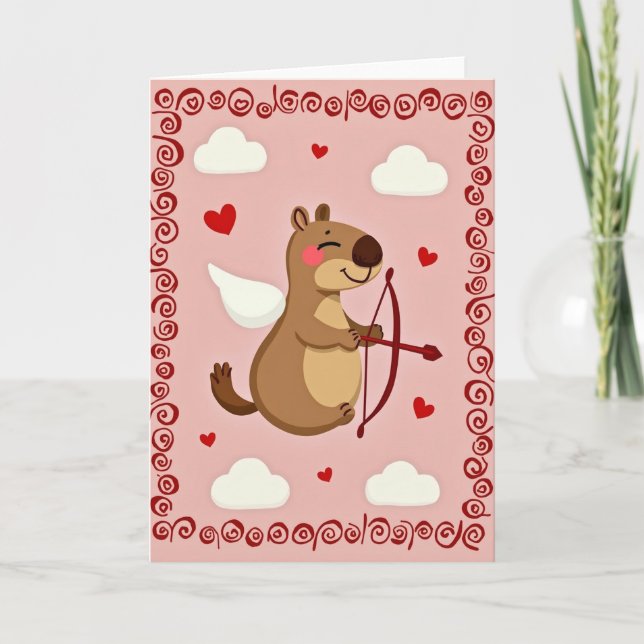 Cute Valentine Cupid Animal Card Karte (Vorderseite)