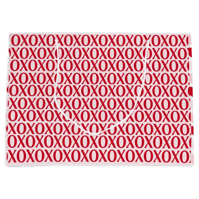 Cute Valentine Day XOXO Red And Pink Große Geschenktüte (Vorderseite)