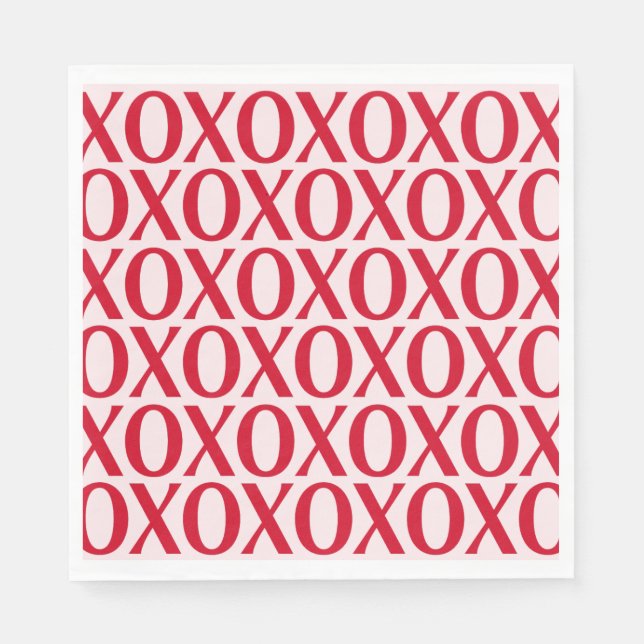 Cute Valentine Day XOXO Red And Pink Serviette (Vorderseite)