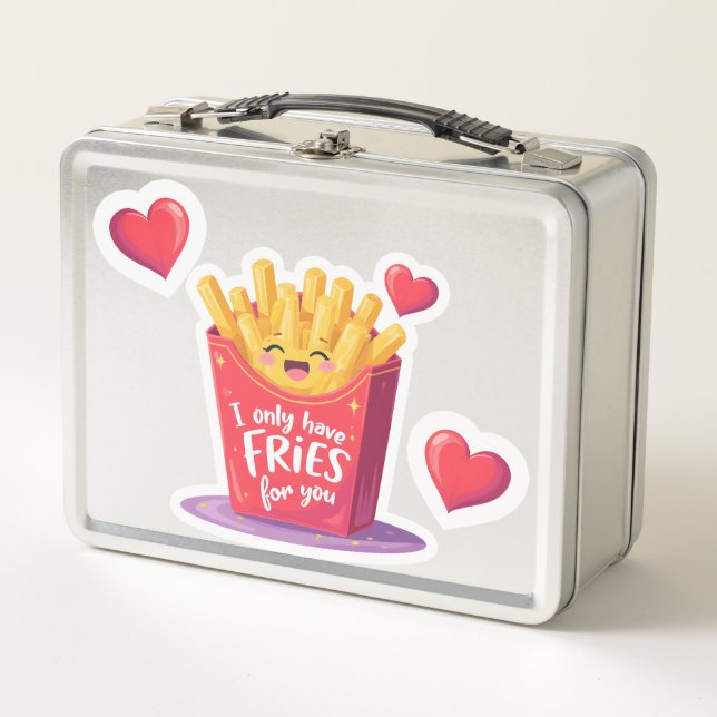 Cute Valentine French Fries Pun Metall Brotdose (Vorderseite)