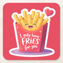 Cute Valentine French Fries Pun Rechteckiger Pappuntersetzer