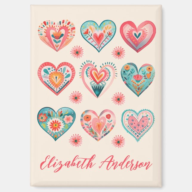 Cute Valentine Heart Pattern Magnet (Vorderseite)